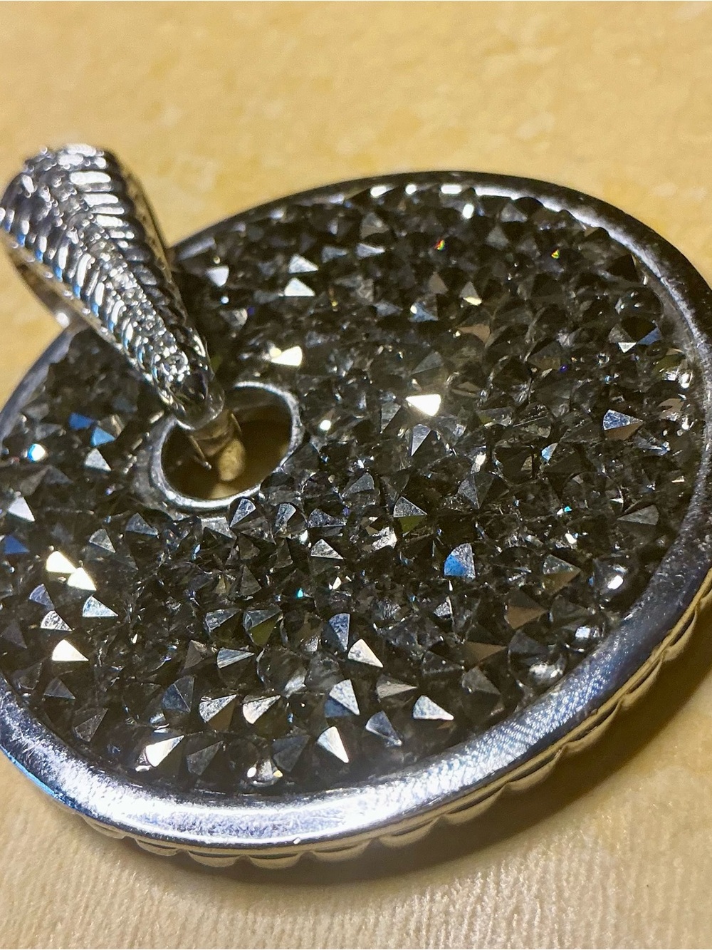Touchstone Crystal By Swarovski Reversible Pendant Jet & Crystal Silver Crystals